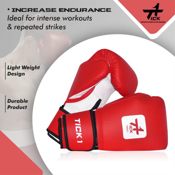 Tick 1 Boxing Gloves (red & white) - Image 3