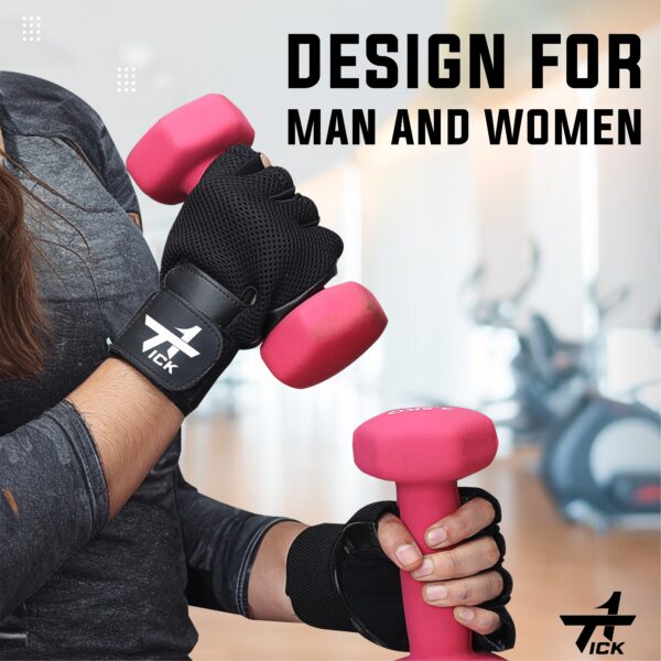 Gym Gloves Tick 1    Black - Image 4