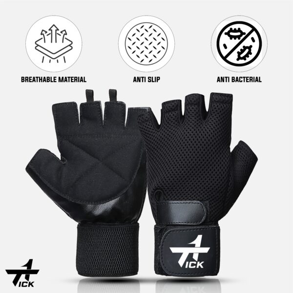Gym Gloves Tick 1    Black - Image 6